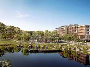 IMPRESSIONS: An artist impression of the view from across the lake to the cafes and retail of the village heart and the 5-star The Westin Coolum Resort and Spa. Picture: Sekisui House