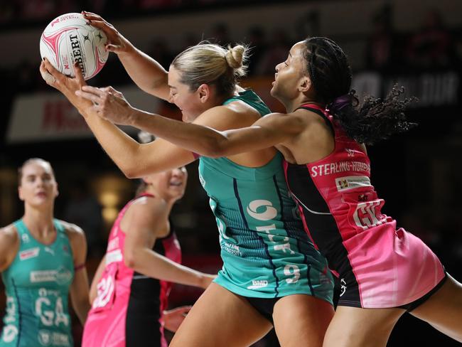 Shamera Sterling-Humphrey (Adelaide) and Sophie Garbin (Melbourne) will go head to head in the grand final. Picture: Maya Thompson/Getty Images