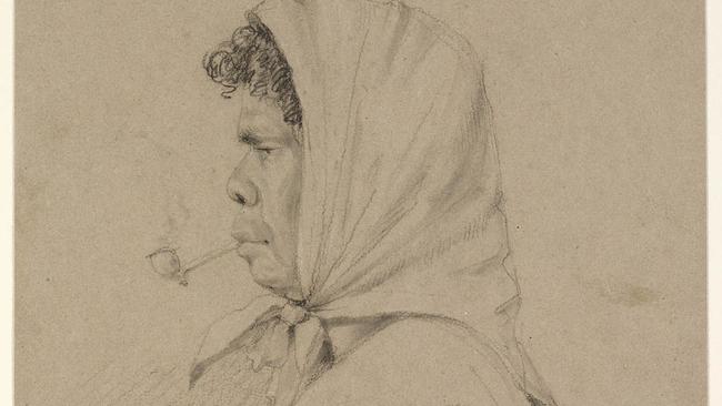 Cora Gooseberry, wife of King Bungaree and known in colonial times as the ‘Queen of Sydney Harbour’. Source: Pencil sketch by Charles Rodius/Mitchell Library, State Library of NSW