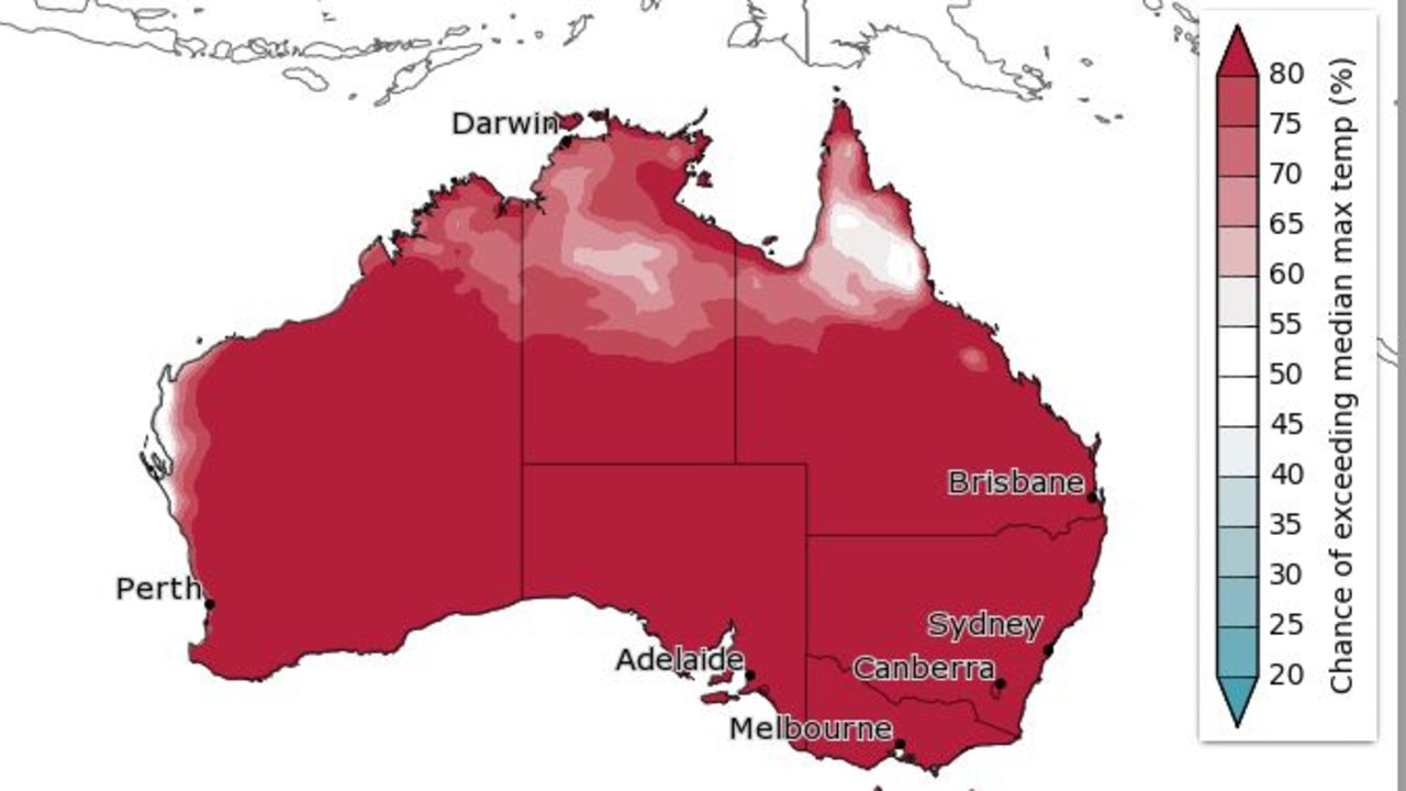 Queensland is facing a winter heatwave over the next few weeks. Picture: BOM