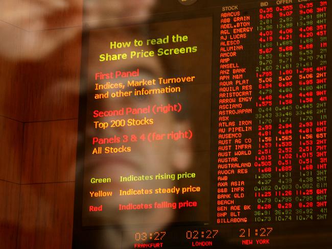 Generic of the board at the Australian Stock Exchange (ASX) in Sydney.