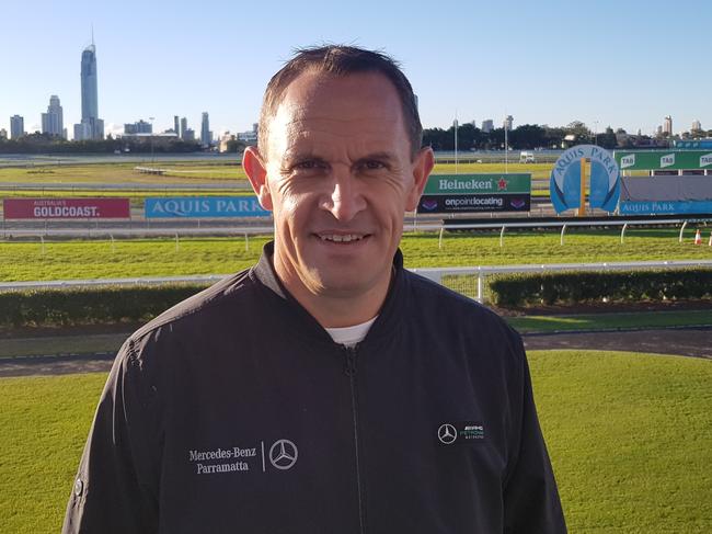 Chris Waller at Gold Coast Turf Club for morning trackwork.