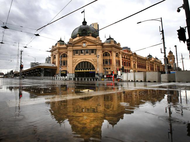 Melbourne’s streets were empty during lockdowns, but apparently led the way. Picture: David Caird