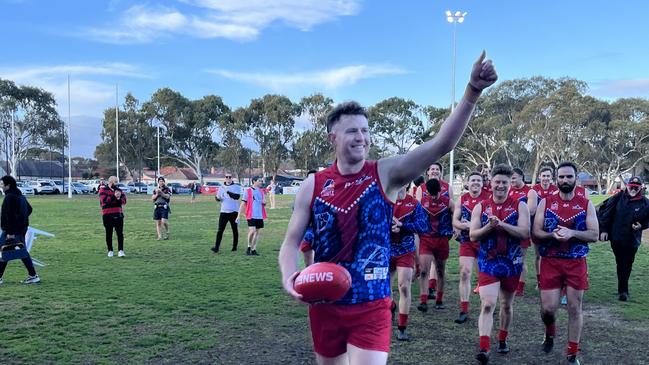 Lockleys Footballer Ben Haren after kicking 100 goals in 2022. Picture: Lockleys Football Club