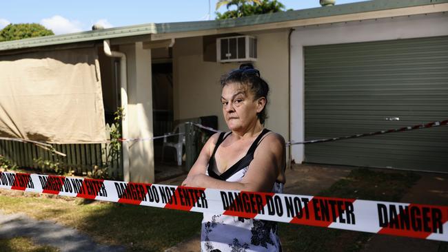 Jenelle Reghenzani was lucky to escape a fierce electrical fire that destroyed her house on Tuesday afternoon. Her car was then damaged when a stolen car rammed it at Bayview Heights. Picture: Brendan Radke