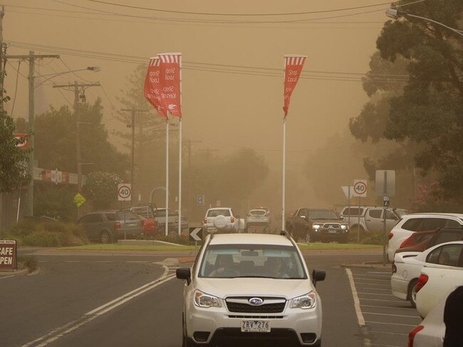 The main street of Kerang at the height of the duststorm. Picture: Gannawarra Shire Council