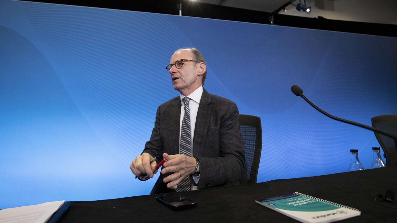 Shayne Elliott delivers ANZ’s half-year results. Picture: Arsineh Houspian