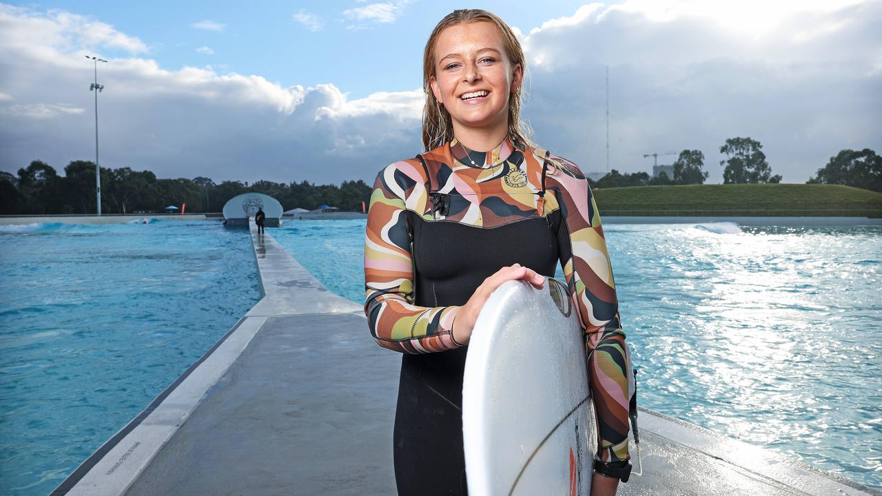 Olympic skater and professional surfer Ruby Trew at URBNSURF in Sydney Olympic Park, which is celebrating its one year anniversary. Picture: Tim Hunter.