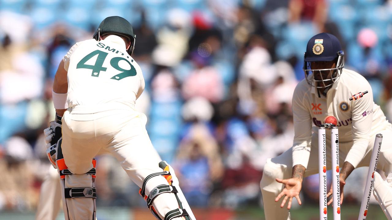 Steve Smith is bowled by Ravindra Jadeja. (Photo by Robert Cianflone/Getty Images)