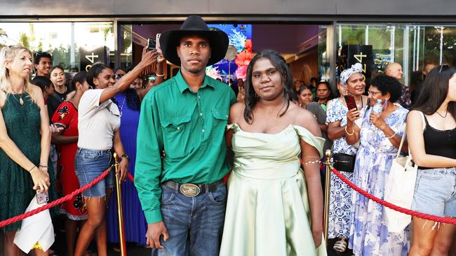 Jerry Pausa and Alima Pausa arrive at the Mount St Bernard College senior formal evening, held at the Pullman Reef Hotel Casino. Picture: Brendan Radke