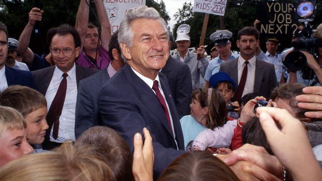 Bob Hawke during a press conference in Melbourne in 1990. Picture: Getty Images