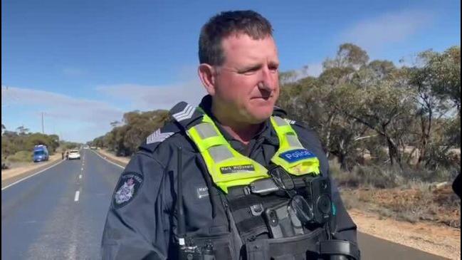 Sergeant Mark McDonald at the scene of Carwarp bus crash