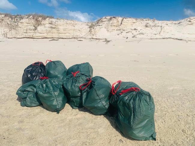 The clean-up of the rubbish on K'gari.