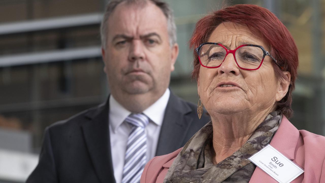 Minister for local Government Nic Street and Chair of the Local Government Board Sue Smith at Hobart. Picture: Chris Kidd