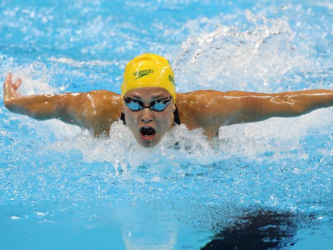 Madeline Groves on the way to a Silver Medal in the 200m Women's Butterfly during the Rio Olympics 2016 Swim Finals at the Olympic Aquatics Stadium. Pics Adam Head