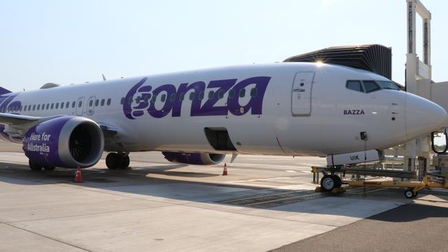 Bonza touches down at Darwin International Airport for a previous proofing flight. Pictures: Darwin International Airport