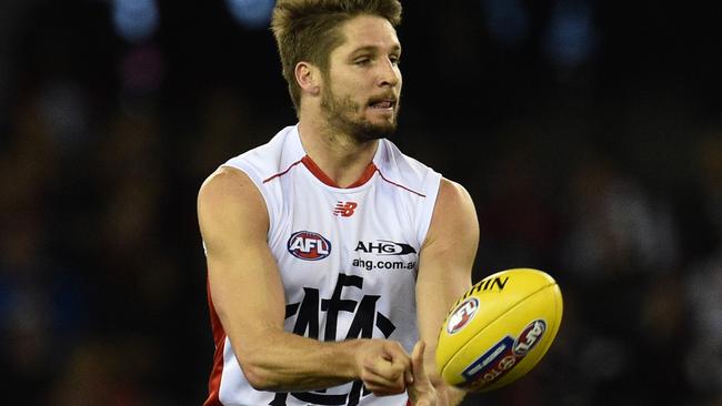 Jesse Hogan has been reported for elbowing St Kilda’s Jarryn Geary.