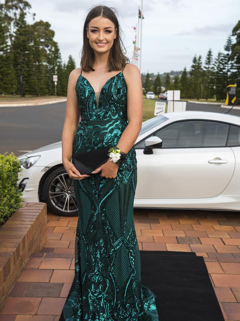 Jess Griffin arrives at Wilsonton State High School formal at USQ, Wednesday, November 18, 2020. Picture: Kevin Farmer