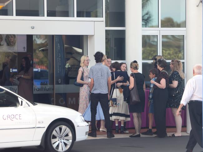 Mourners at the Emmanuel Baptist Church for the funeral for Lithgow crash victims David and Lydia Drozd. Picture: NCA NewsWire