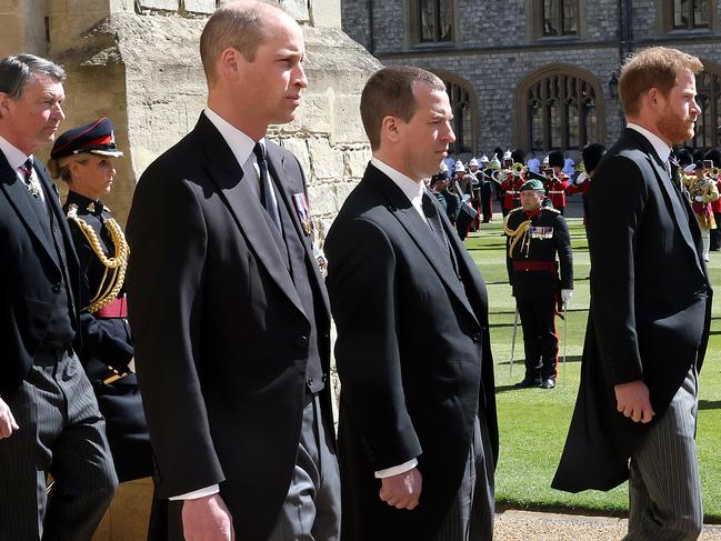 The relationship between William and Harry (far right) is strained. Picture: Getty Images