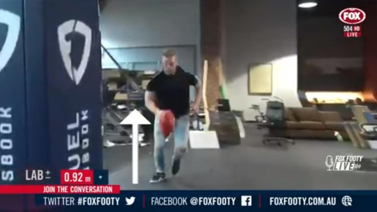 Dermott Brereton analyses ex-NFL punter Pat McAfee's ball drop on Fox Footy Live.