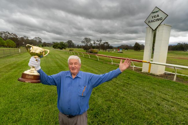 Dennis was delighted the Cup visited Yea Racetrack in regional Victoria. Picture: Jay Town
