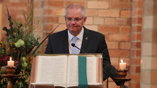 Prime Minister Scott Morrison at the 2019 church service for the start of the parliamentary year. Picture: Kym Smith