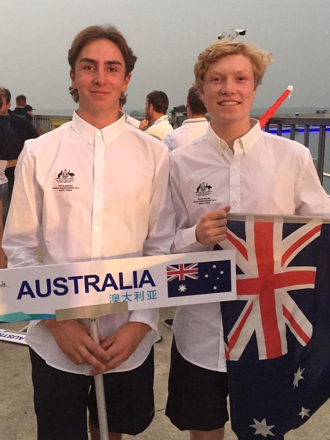 Miles Davey, left, at an international regatta.