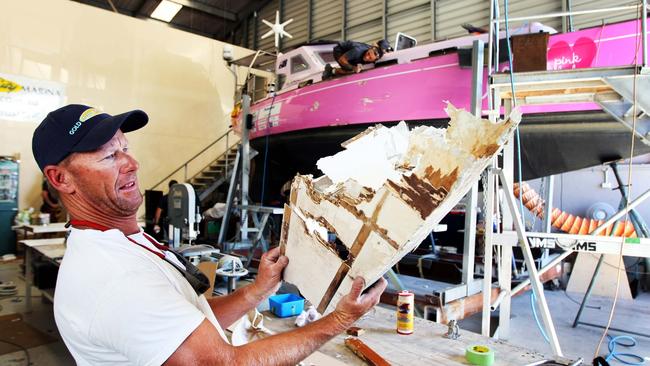 Graham Eaton did work on Jessica Watson's damaged boat, Ella’s Pink Lady, for free. Picture: Luke Marsden.