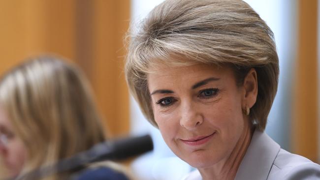 Michaelia Cash speaks during Senate estimates today. Picture: AAP Image/Lukas Coch