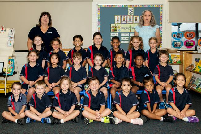 Mackay Christian College 2022 Prep C. (L-R) Back row: Mrs du Preez, Evie-Rose, Amiah, Kynan, Tariq, Kyah, Maiya, Elina, Mrs Ryan; middle row: Imogen, Novia, Quinn, Lirinda, Jaxson, Tyrez, Ashley; front row: Levi, Arion, Paige, Cruz, Rose, Kylah, Adeline. Picture: Michaela Harlow MKY2022PREP