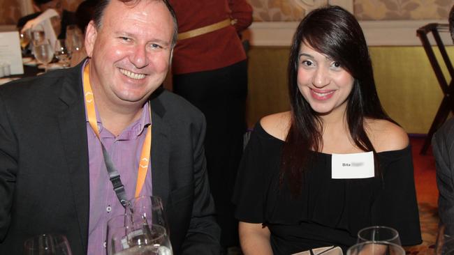 Port Pirie Mayor John Rohde and his former girlfriend Bita at an official trade dinner at the Makati Shangri-La hotel in Manila during his second ratepayer-funded trip to the Philippines in May 2016. At the dinner they sat at the same table as senior State Government officials.