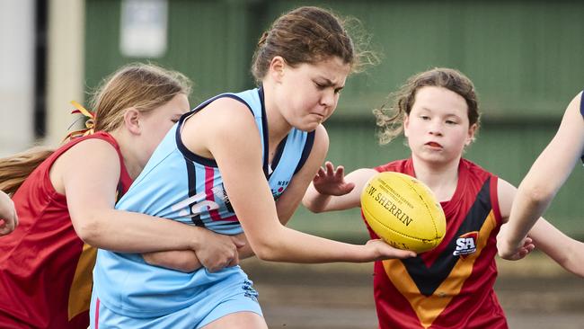 Scarlett Kelly and Elizabeth Coughlin in action. Picture: Matt Loxton.