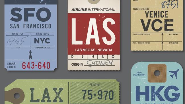Vintage Luggage Tags and Stamps.