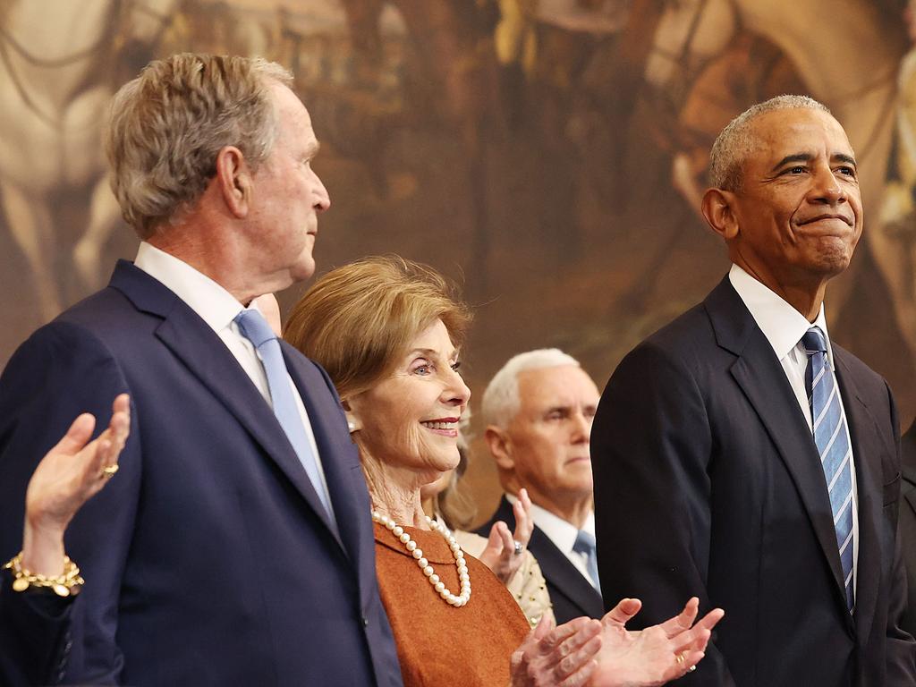 It is unclear if Obama was referring to President Trump’s second term, with some online observers suggesting he may have been alluding to the crowd’s rapturous applause. Picture: Chip Somodevilla/POOL/AFP