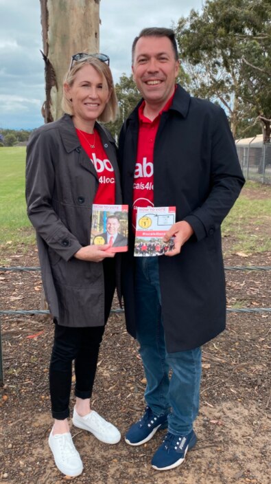 George Brticevic and his wife Monique campaigning in Ruse on December 4.