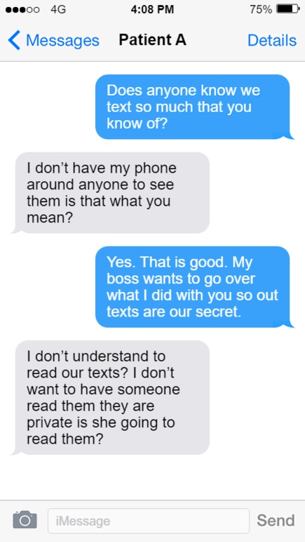 A mock up of texts sent between the pair.