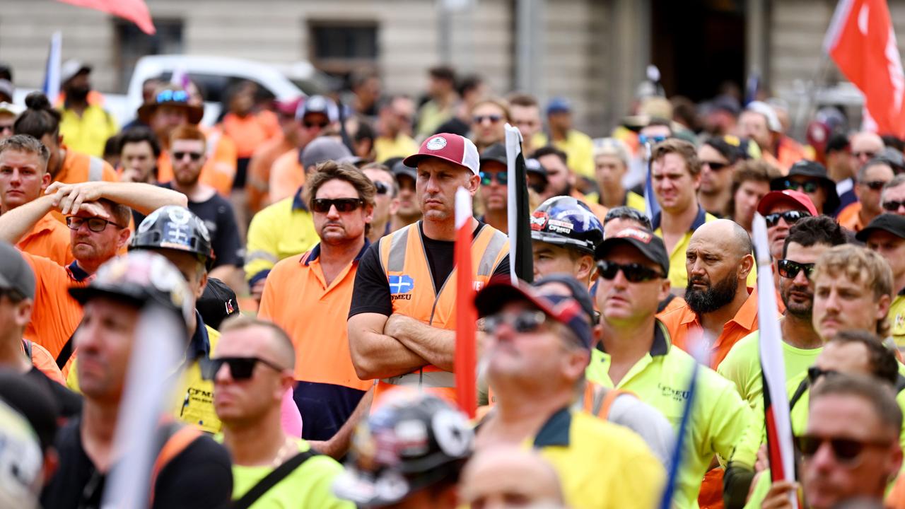 CFMEU workers will take part in widespread rallies on Tuesday. File picture: Dan Peled / NCA NewsWire