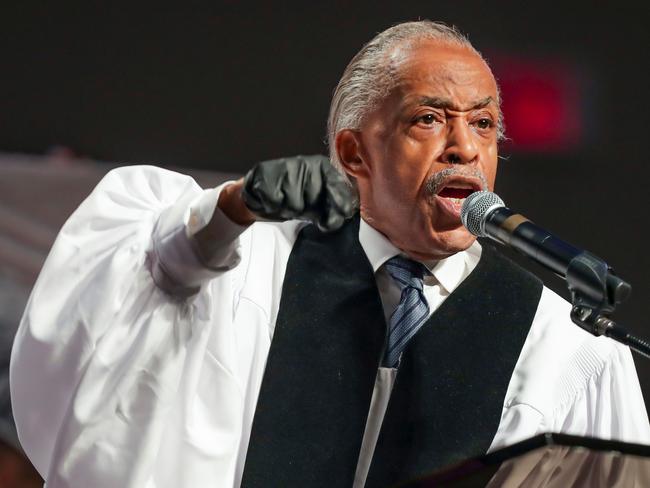 The Rev Al Sharpton speaks during the funeral for George Floyd.