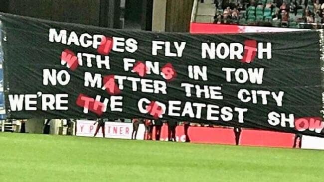 Check out the hidden message in Collingwood's banner.