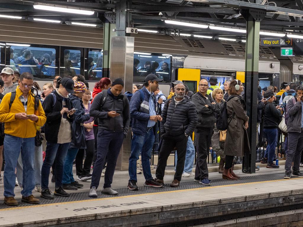 Lines growing amid rail chaos on Tuesday. Picture: Thomas Lisson