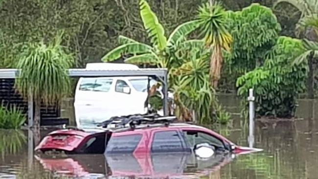 Holidaymakers were trapped at Big 4 Gold Coast Holiday Park at Helensvale after a huge deluge of rain led to flash flooding. Picture: Colleen McArthur