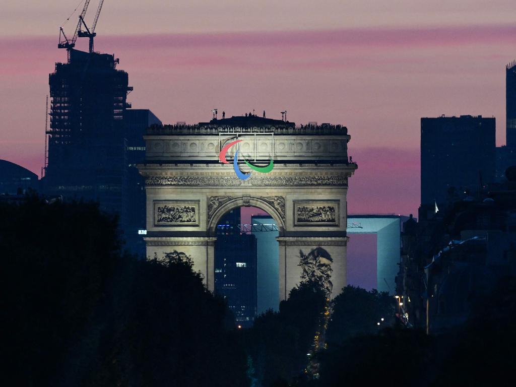 The Arc de Triomphe is seen during the Paris 2024 Paralympic Games Opening Ceremony. Picture: AFP