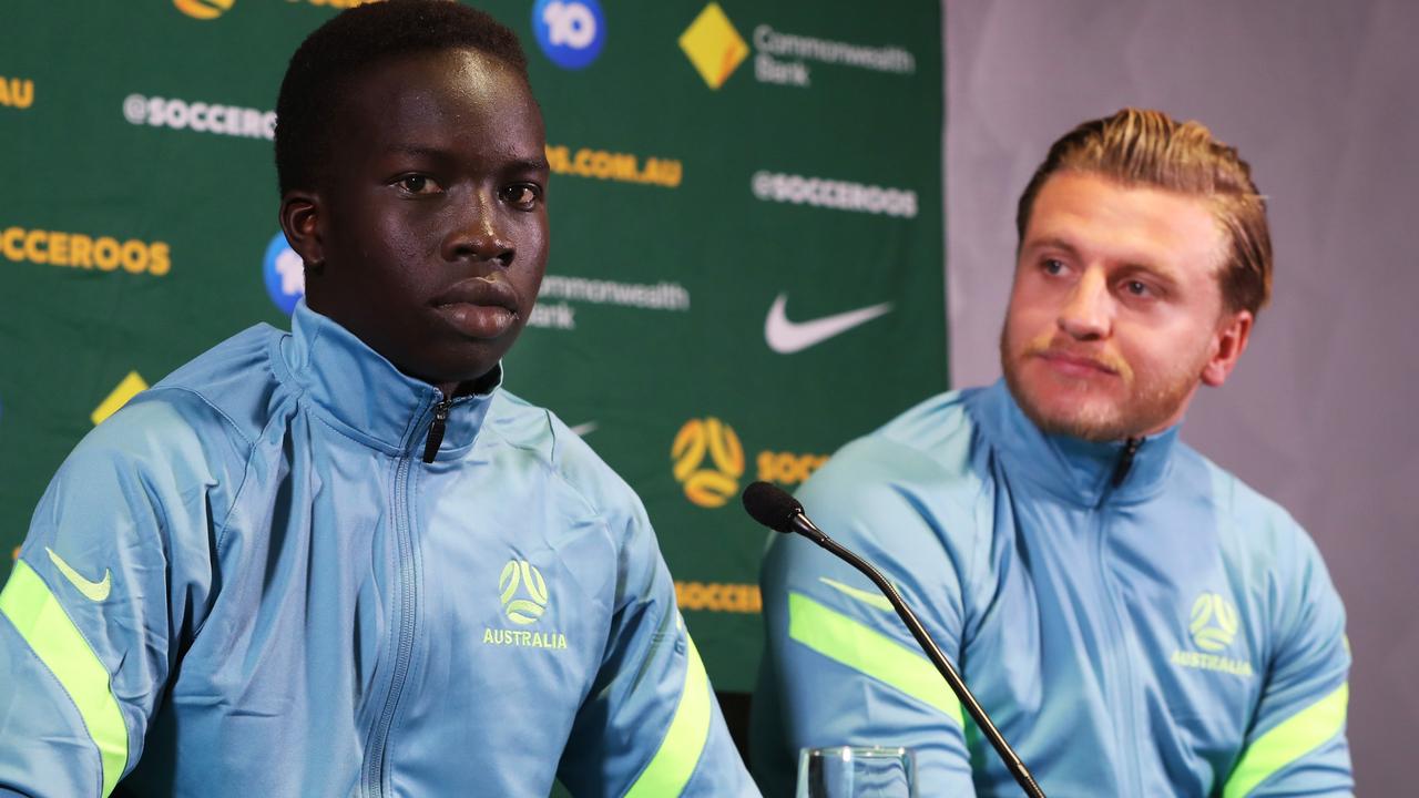 Garang Kuol and Jason Cummings selected for the Socceroos. Photo by Lisa Maree Williams/Getty Images.