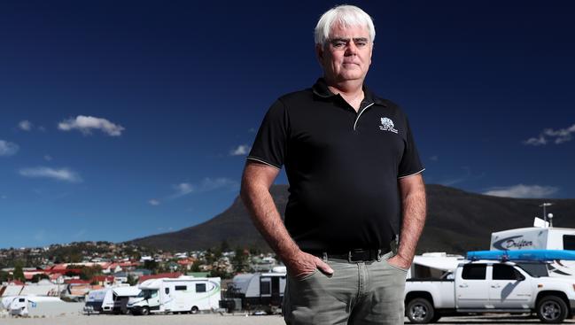 Royal Agricultural Society of Tasmania president Scott Gadd said an increasing number of people, including women and children, were turning up at the Hobart Showgrounds to stay in caravans and tents. Picture: LUKE BOWDEN