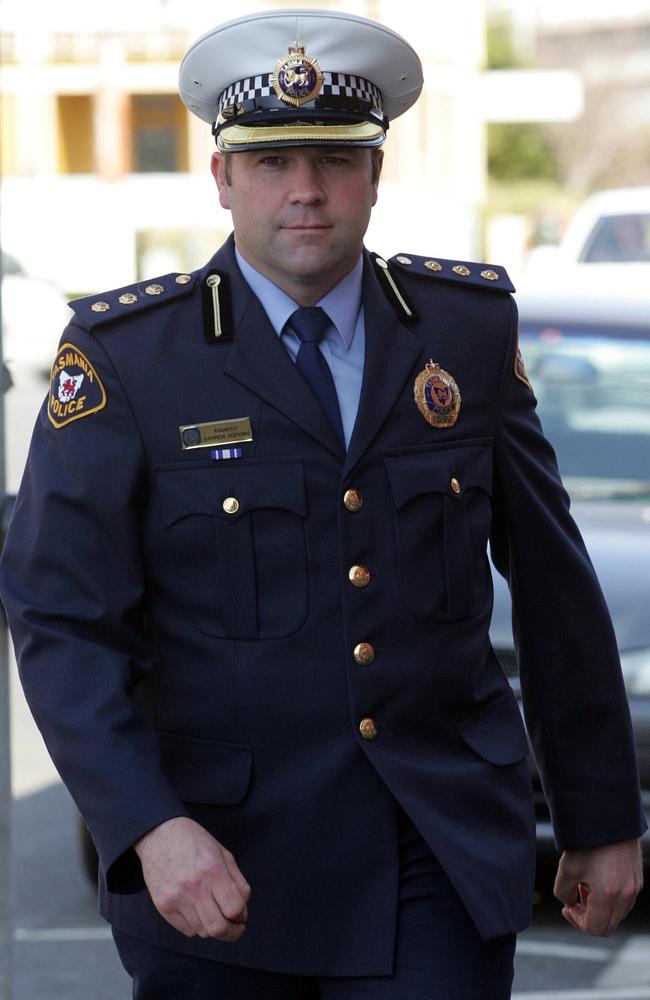 Tasmania Police Inspector Darren Hopkins back on the job. Picture: News Corp Australia