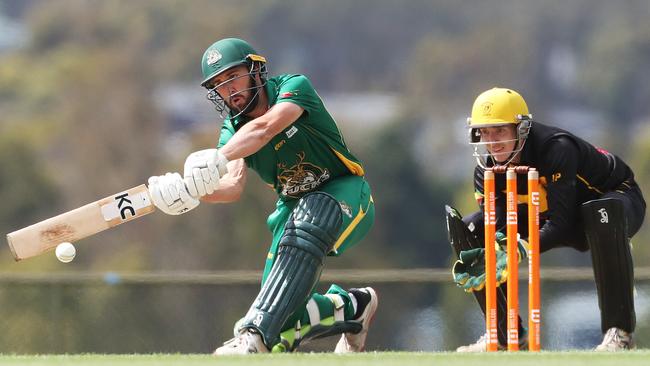 CTPL T20 Kingborough V New Town. Anthony Mosca batting for New Town and Josh Pride keeping for Kingborough. Picture: Nikki Davis-Jones