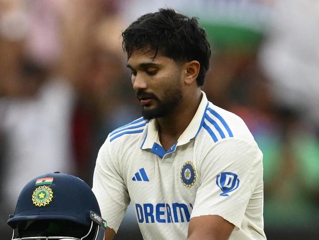 MELBOURNE, AUSTRALIA - DECEMBER 28: Nitish Kumar Reddy of India celebrates his century during day three of the Men's Fourth Test Match in the series between Australia and India at Melbourne Cricket Ground on December 28, 2024 in Melbourne, Australia. (Photo by Quinn Rooney/Getty Images)