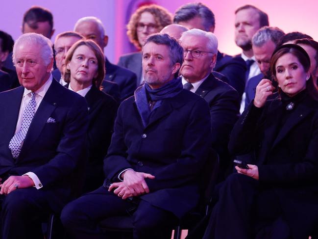 The King sat alongside King Frederik and Queen Mary of Denmark. Picture: Wojtek Radwanski/AFP