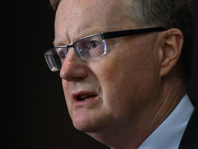 Governor of the Reserve Bank of Australia (RBA) Phillip Lowe speaks to the media during a press conference in Sydney, Tuesday, April 21, 2020. (AAP Image/Joel Carrett) NO ARCHIVING